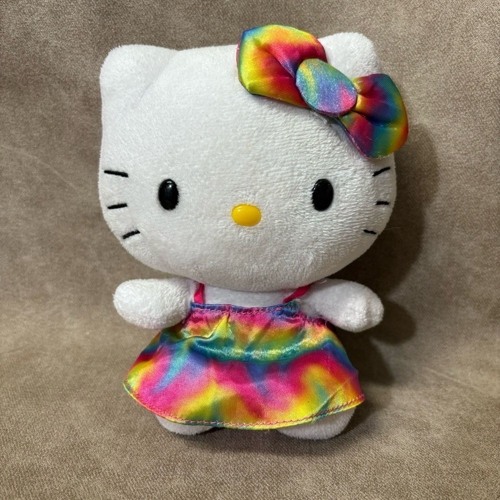 Ty Beanie Buddy Plush Rainbow Hello Kitty Beanie Baby Tie Dye Outfit